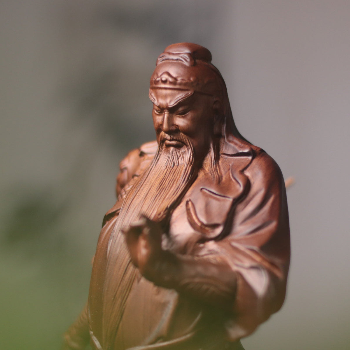 Guan Yu Warrior Statue in Padauk Wood, 15.7 in