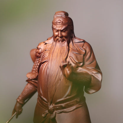 Guan Yu Warrior Statue in Padauk Wood, 15.7 in