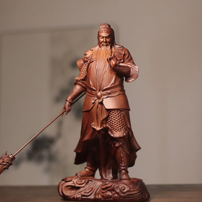 Guan Yu Warrior Statue in Padauk Wood, 15.7 in
