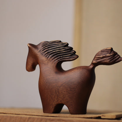 Sculptural Mahogany Horse Figurine