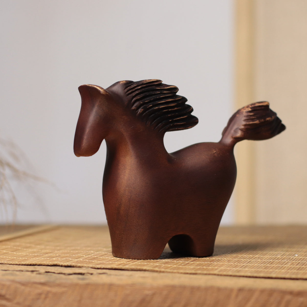 Sculptural Mahogany Horse Figurine