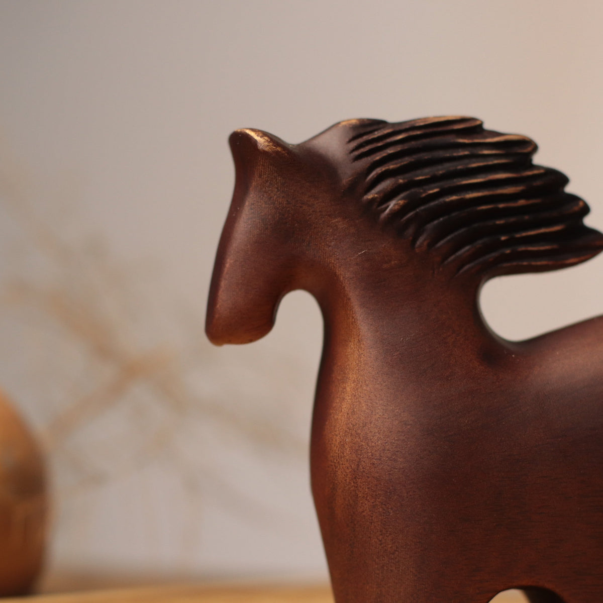 Sculptural Mahogany Horse Figurine