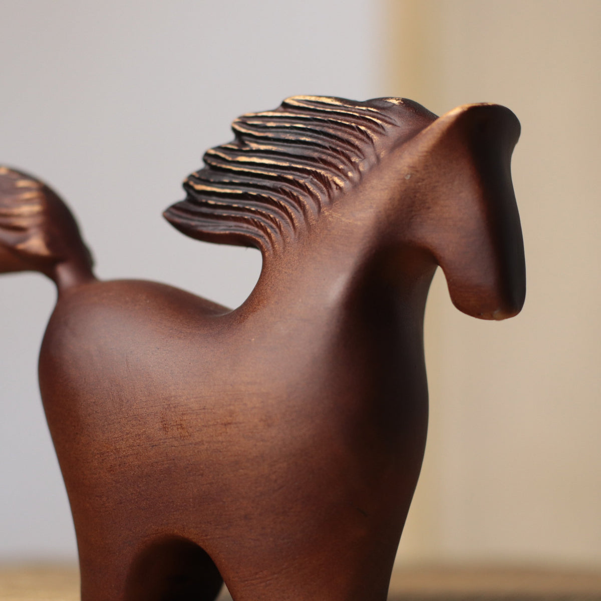 Sculptural Mahogany Horse Figurine