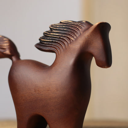 Sculptural Mahogany Horse Figurine