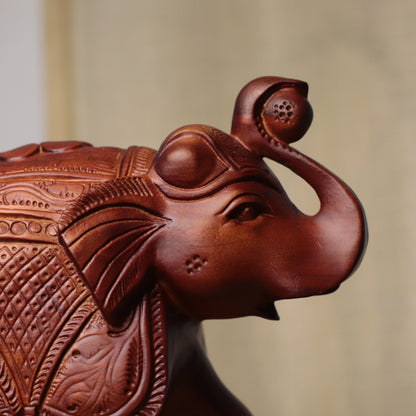 Indian-Inspired Elephant Sculpture in Khaya Wood