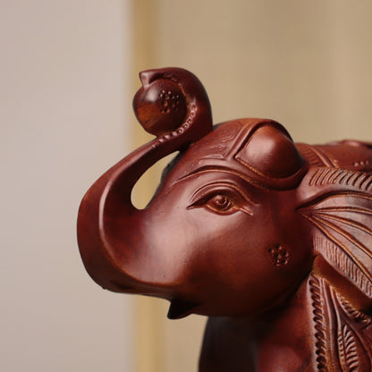 Indian-Inspired Elephant Sculpture in Khaya Wood