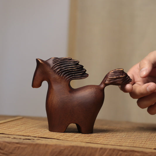 Sculptural Mahogany Horse Figurine