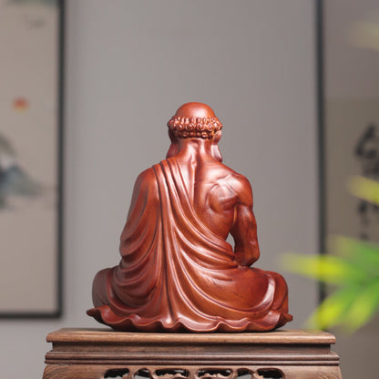 Bodhidharma with Alms Bowl in Padauk Wood