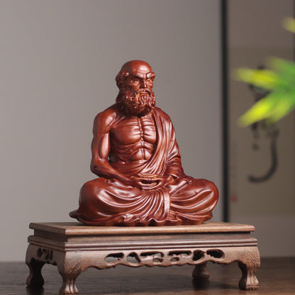 Bodhidharma with Alms Bowl in Padauk Wood