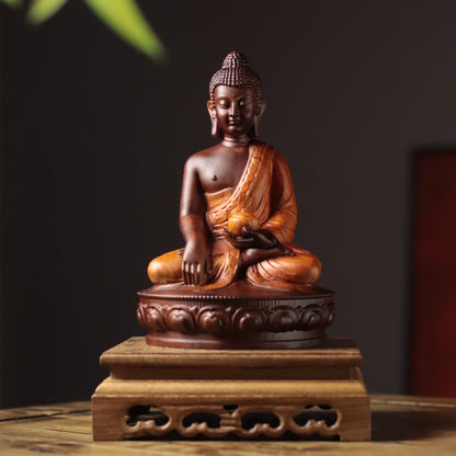 Buddha with Alms Bowl Statue in Padauk Wood — Product photo 2