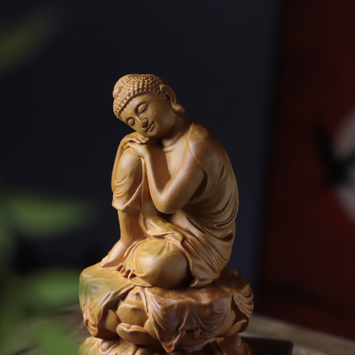 Serene Buddha Sculpture in Solid Wood — Product photo 5