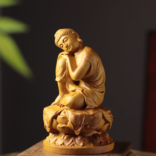 Serene Buddha Sculpture in Solid Wood — Product photo 1