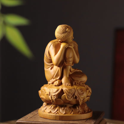 Serene Buddha Sculpture in Solid Wood — Product photo 6