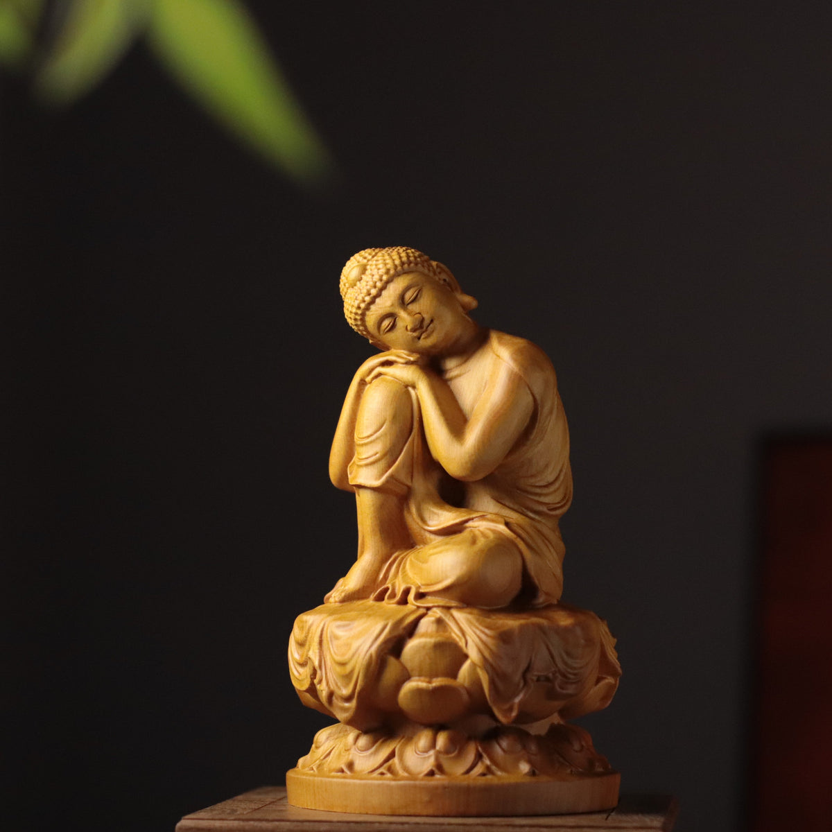 Serene Buddha Sculpture in Solid Wood — Product photo 4