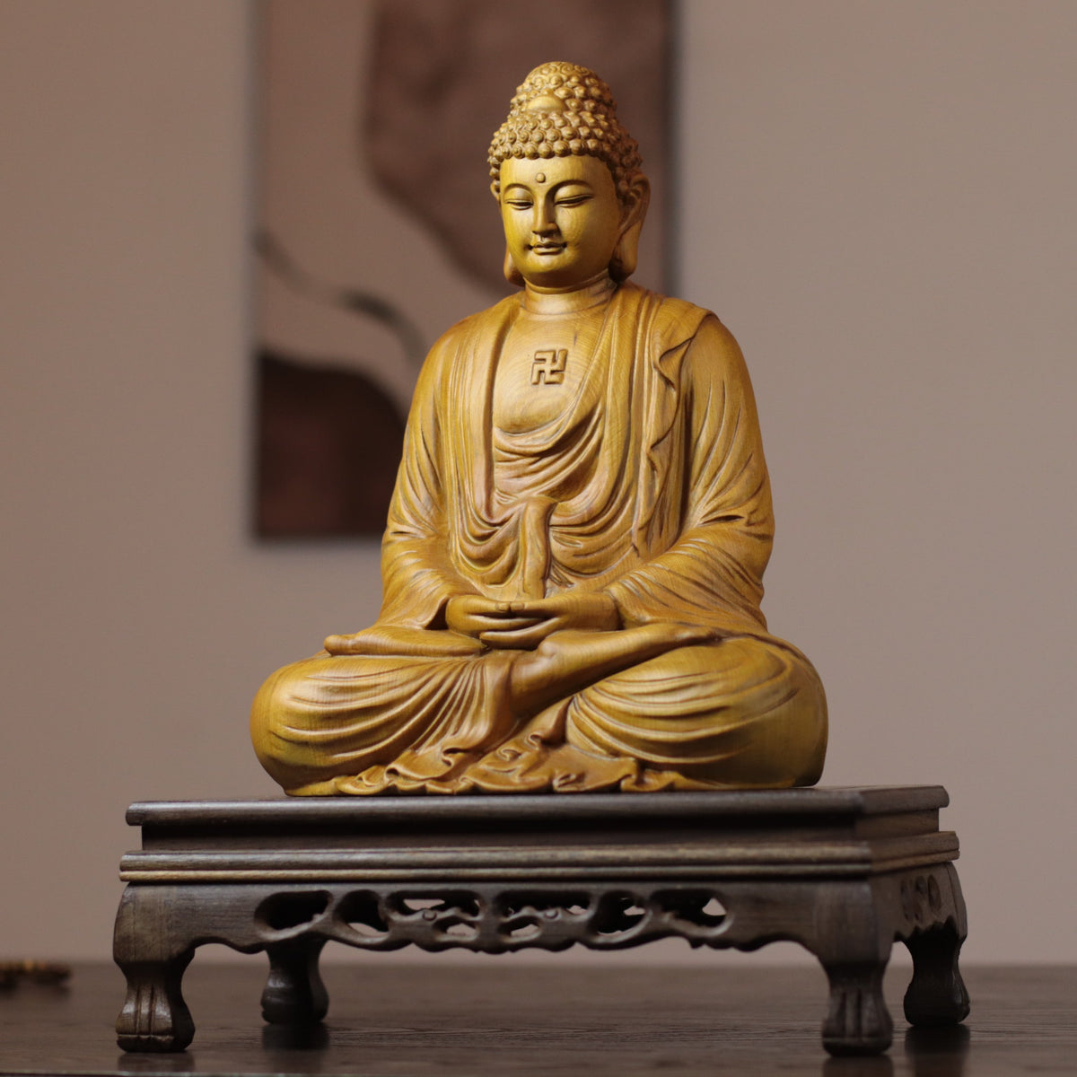 Amitabha, Guanyin & Mahasthamaprapta Cypress Statue Set