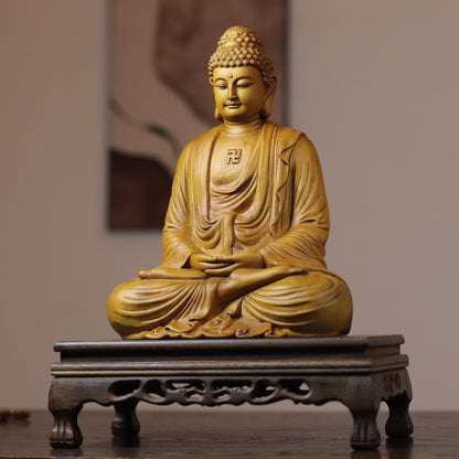 Amitabha, Guanyin & Mahasthamaprapta Cypress Statue Set