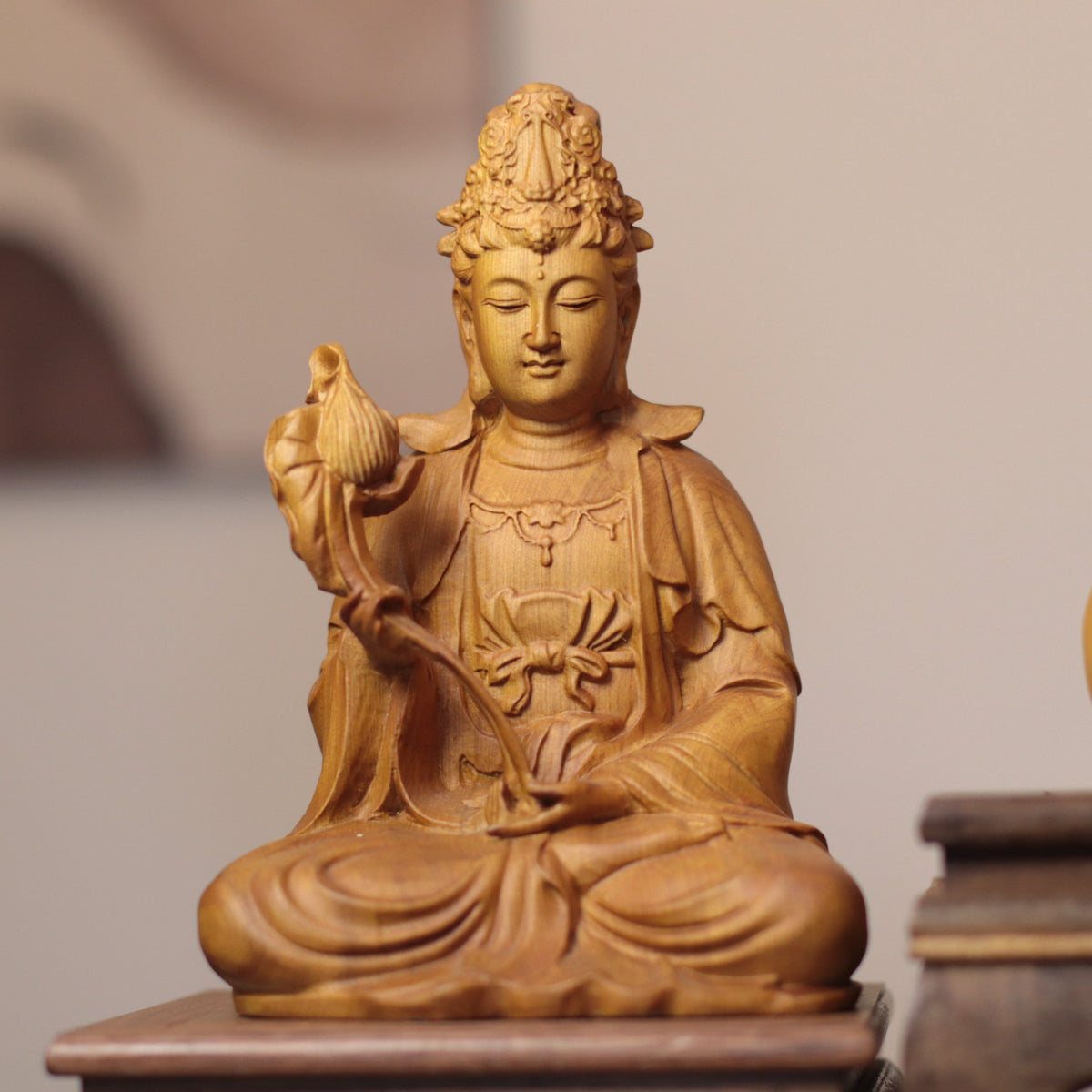 Amitabha, Guanyin & Mahasthamaprapta Cypress Statue Set
