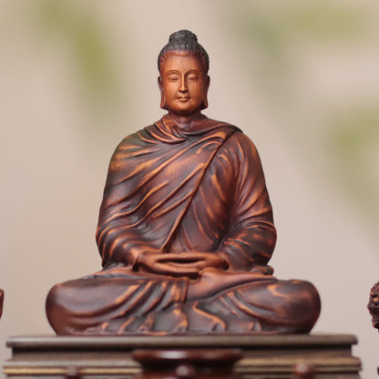 Shakyamuni, Manjushri & Samantabhadra Wood Statue Set