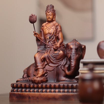 Shakyamuni, Manjushri & Samantabhadra Wood Statue Set