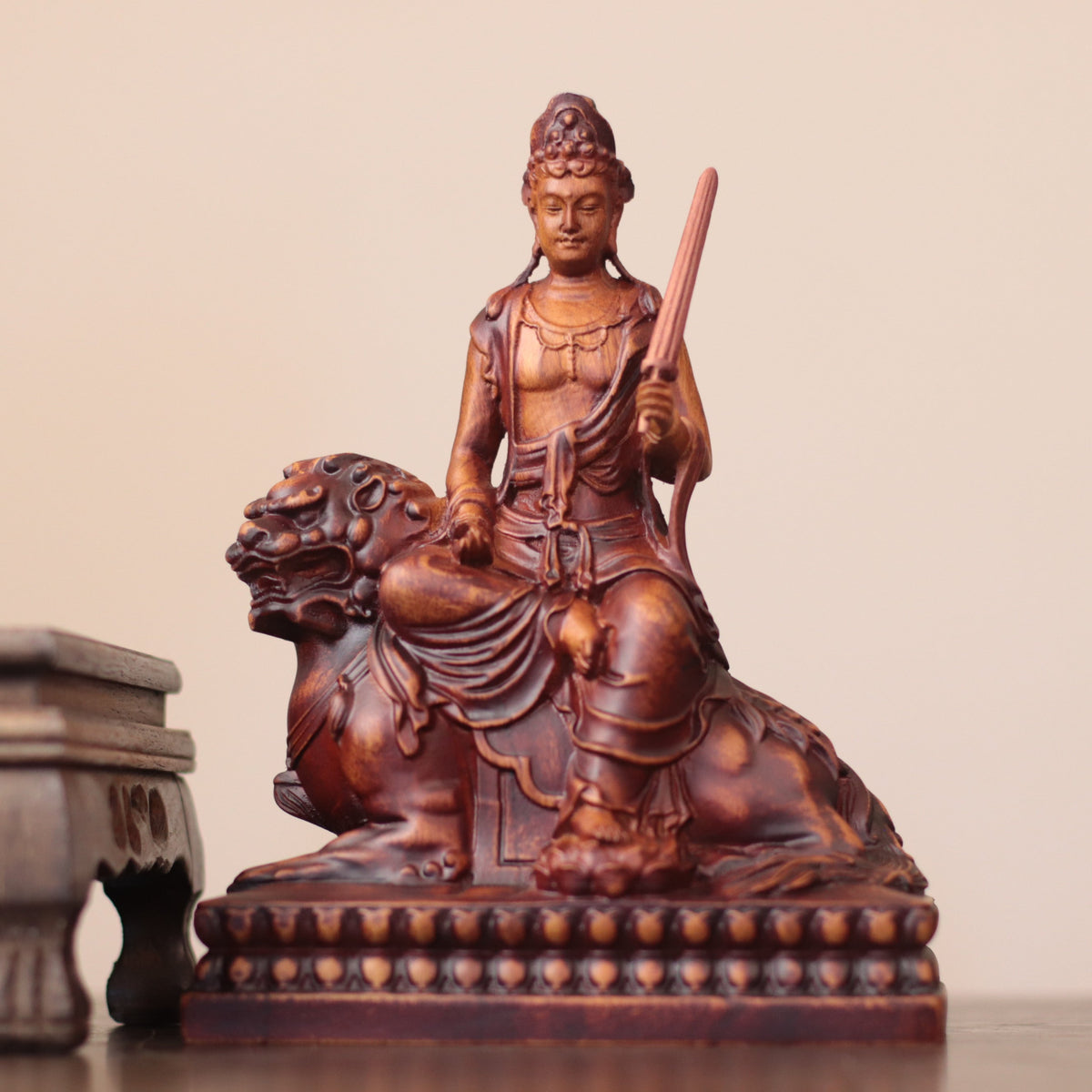 Shakyamuni, Manjushri & Samantabhadra Wood Statue Set