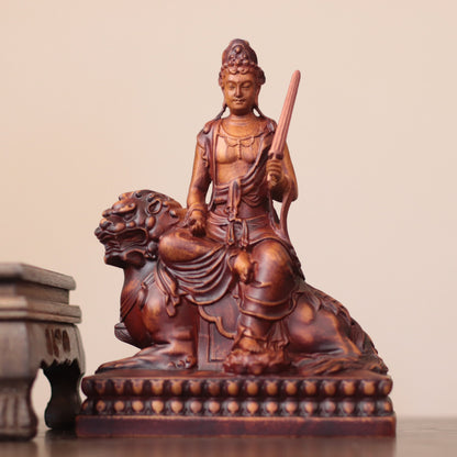 Shakyamuni, Manjushri & Samantabhadra Wood Statue Set