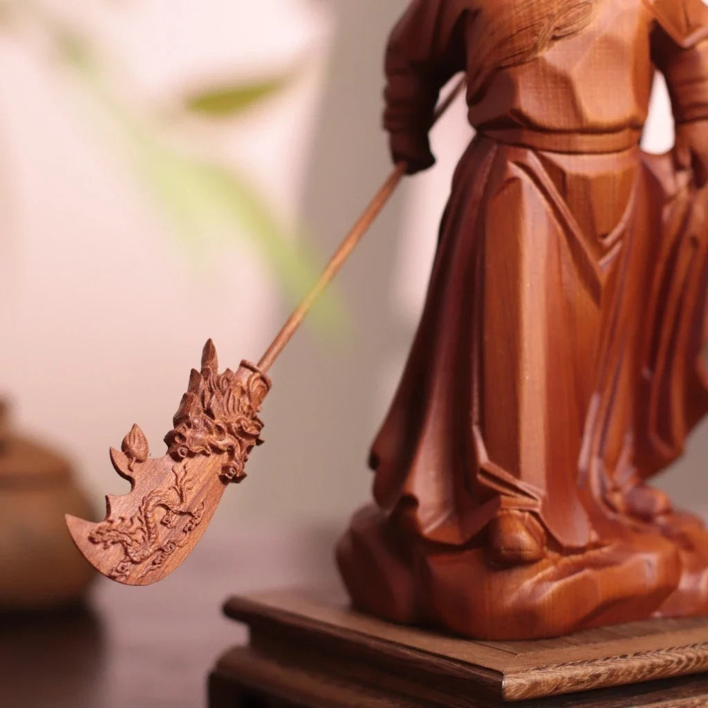 Guan Yu with Guandao Statue in Padauk Wood