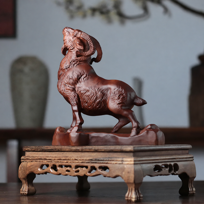 Standing Sheep Sculpture in Padauk Wood