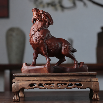 Standing Sheep Sculpture in Padauk Wood