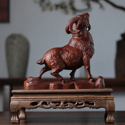 Standing Sheep Sculpture in Padauk Wood