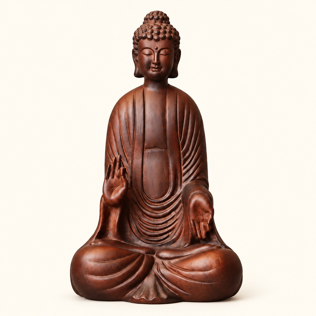 Seated Abhaya Buddha Statue in Huali Wood