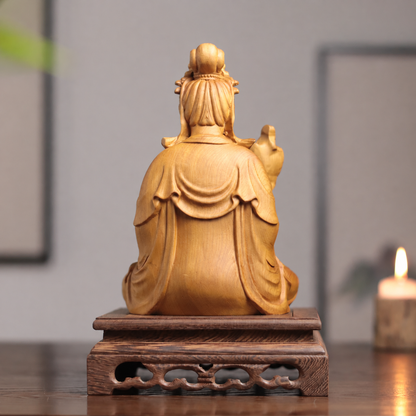 Mahasthamaprapta Lotus Statue in Cypress Wood — Product photo 5