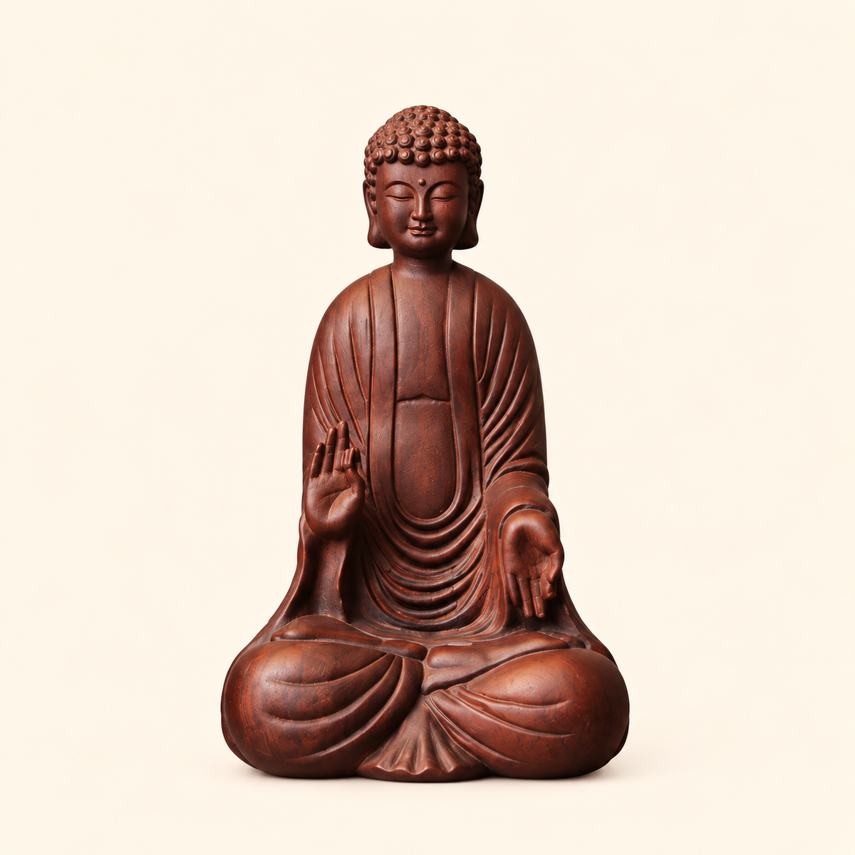 Seated Abhaya Buddha Statue in Huali Wood