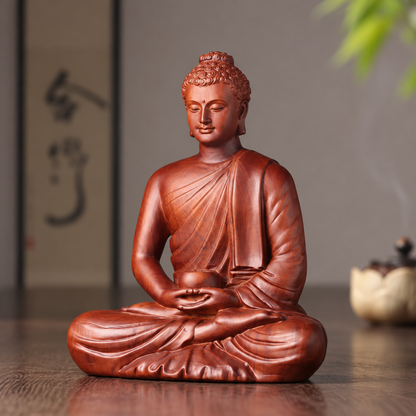Buddha with Alms Bowl & Lotus Base Option in Huali Wood