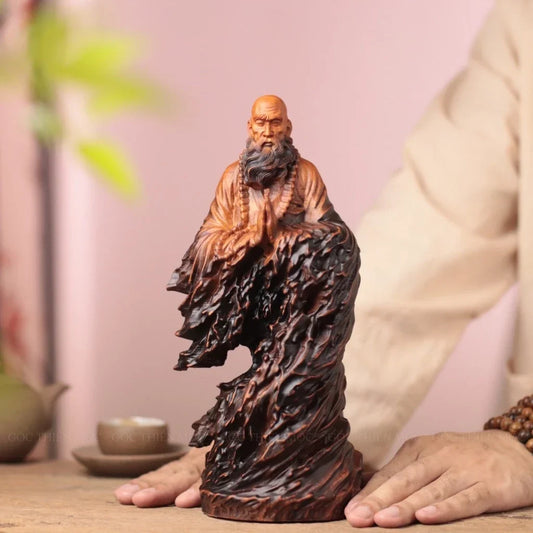 Bodhidharma with Prayer Beads in Huali Wood