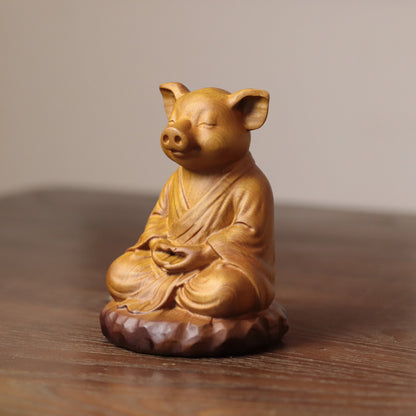 Meditating Chinese Zodiac Animal Figurines in Cypress