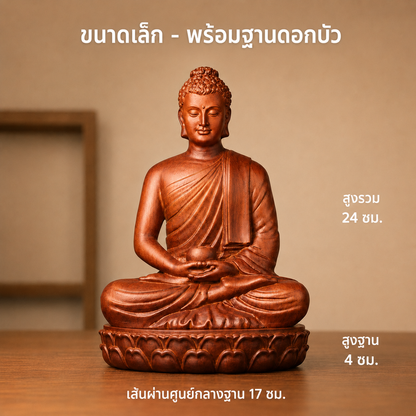 Buddha with Alms Bowl & Lotus Base Option in Huali Wood