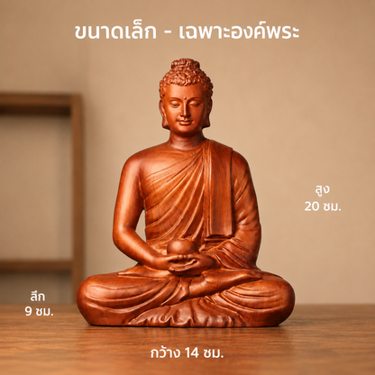 Buddha with Alms Bowl & Lotus Base Option in Huali Wood