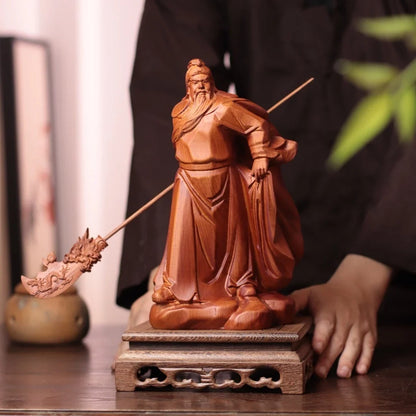 Guan Yu with Guandao Statue in Padauk Wood