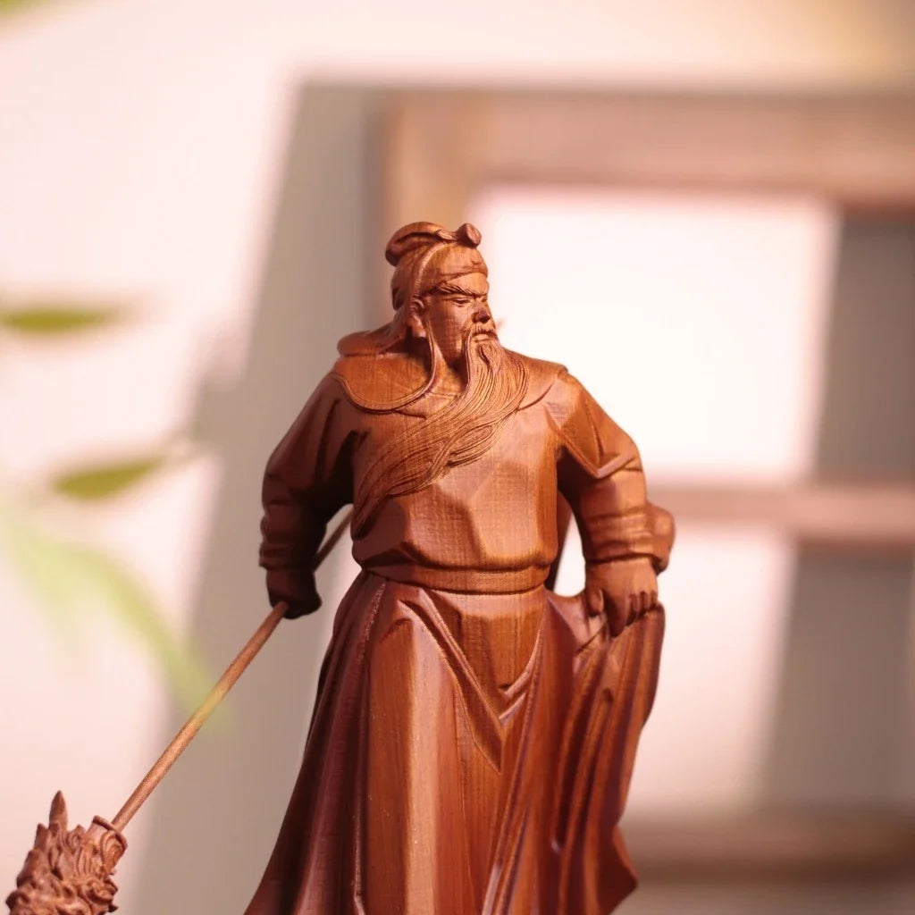 Guan Yu with Guandao Statue in Padauk Wood