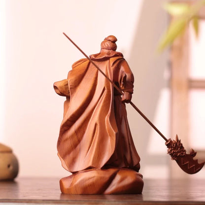Guan Yu with Guandao Statue in Padauk Wood