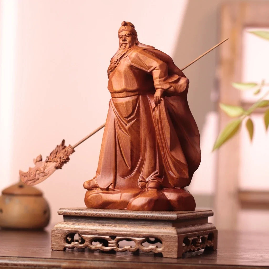 Guan Yu with Guandao Statue in Padauk Wood