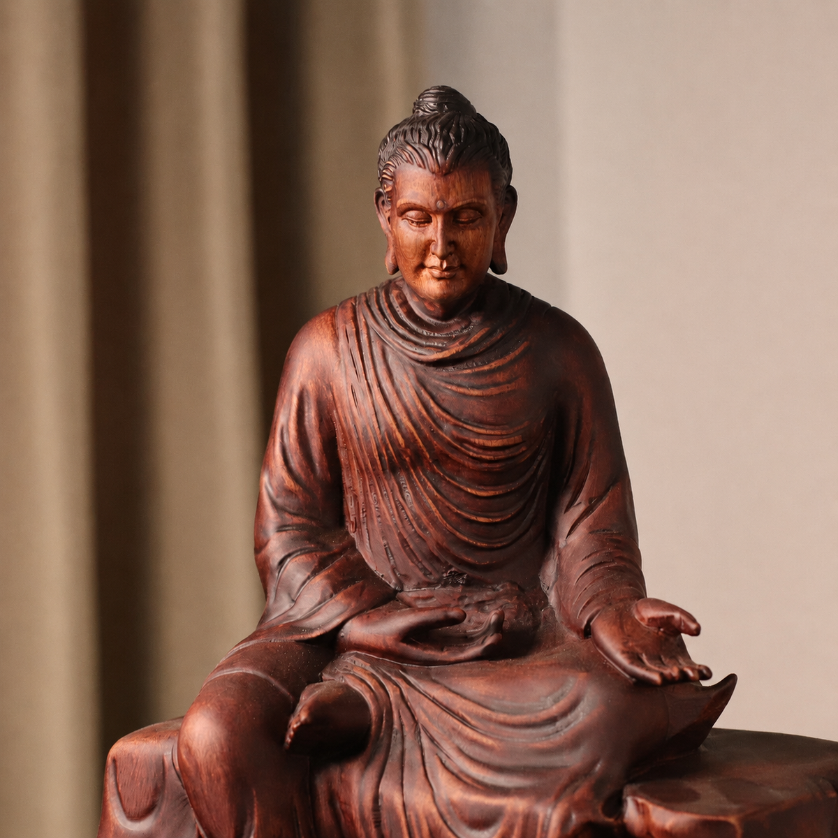 Prabhutaratna Buddha Statue in Padauk Wood