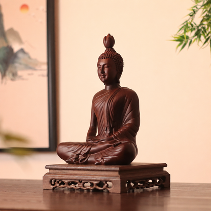 Thai-Style Meditation Buddha in Black-Finish Padauk
