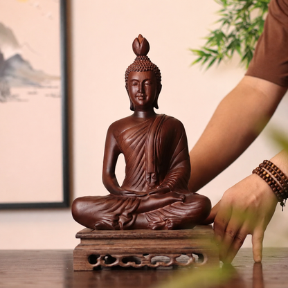 Thai-Style Meditation Buddha in Black-Finish Padauk