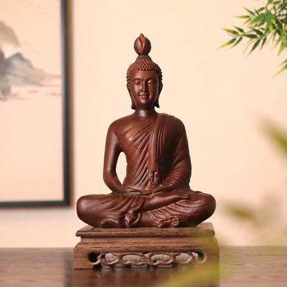 Thai-Style Meditation Buddha in Black-Finish Padauk