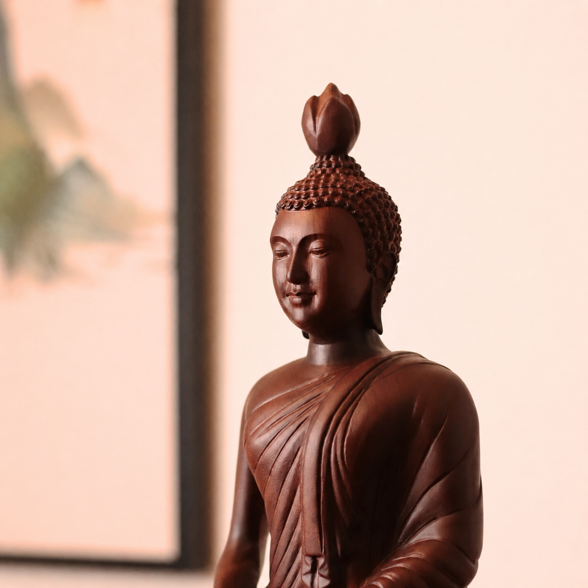 Thai-Style Meditation Buddha in Black-Finish Padauk