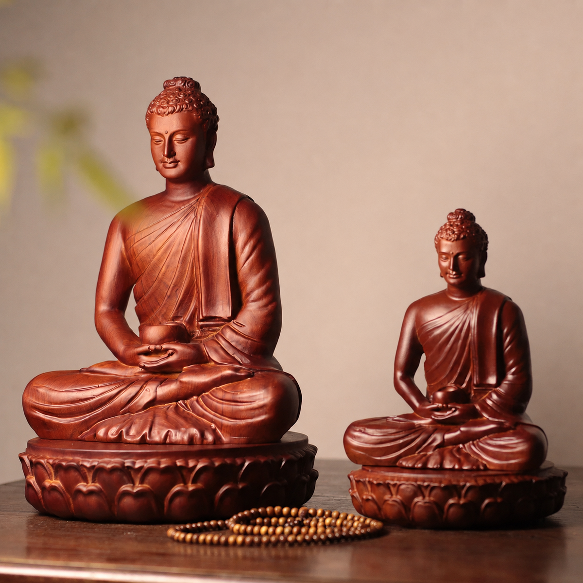 Buddha with Alms Bowl & Lotus Base Option in Huali Wood