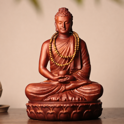 Buddha with Alms Bowl & Lotus Base Option in Huali Wood