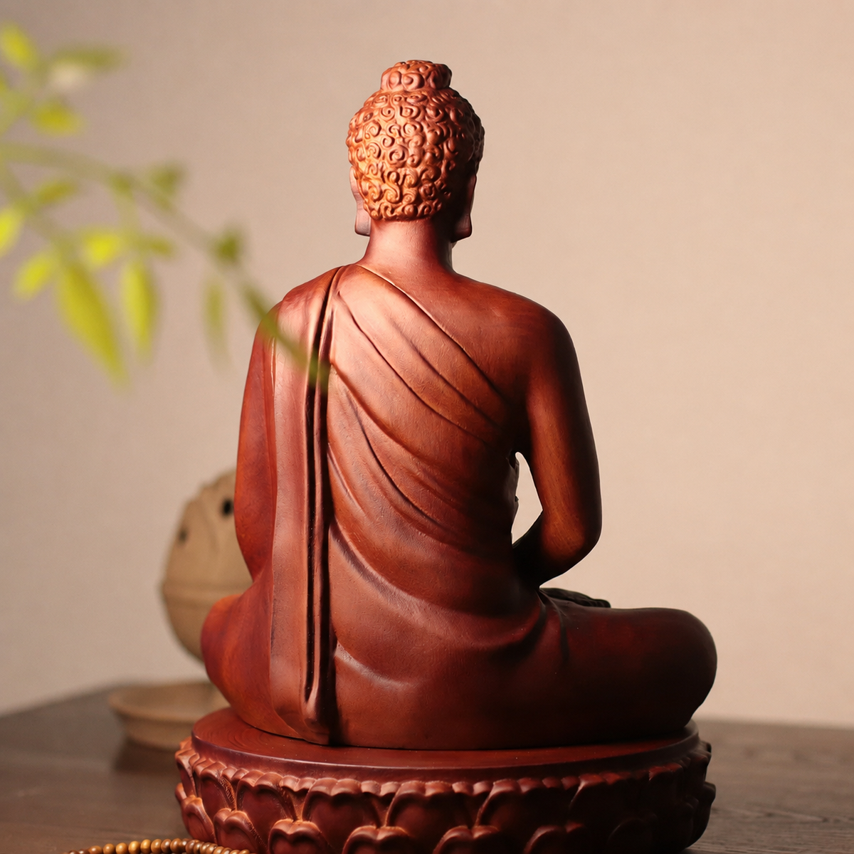 Buddha with Alms Bowl & Lotus Base Option in Huali Wood