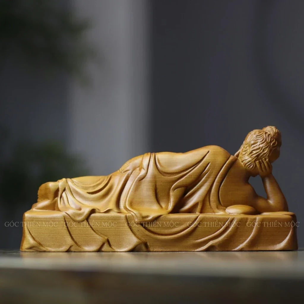 Reclining Shakyamuni Buddha Statue in Solid Wood — Product photo 6